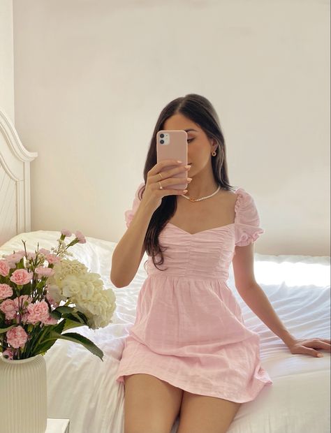 Girly Pink Dresses, Cute Pink Dress Girly, Trendy Pink Outfits, Pink Summer Dress Aesthetic, Outfits Vestido Rosa, Girly Aesthetic Pictures, Pink Feminine Outfits, Cute Pink Outfits Aesthetic, Pretty Princess Aesthetic