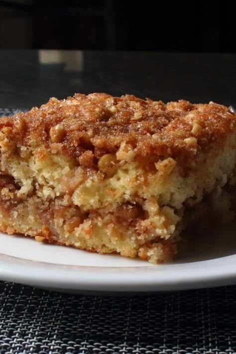 Apple Crumble Coffee Cake | "The apples in the batter helped make this the moistest coffee cake I've ever had." #cakerecipes #bakingrecipes #dessertrecipes #cakes #cakeideas Coffee Apple Cake, Apple Pie Coffee Cake Recipes, Best Apple Coffee Cake Recipes, Apple Crumble Coffee Cake All Recipes, Coffee Cake With Apples, Apple Coffee Cake Recipes Sour Cream, Crumble Apple Cake, Apple Cake With Sour Cream, Apple Cake With Crumble Topping