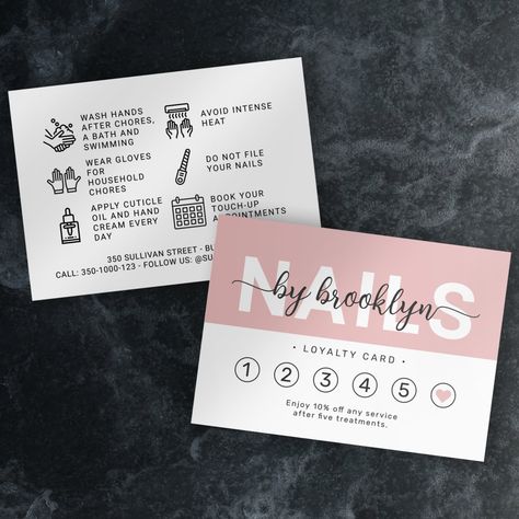 Nail Tech Blush Pink Script  Loyalty Card | Z Nail Salon Loyalty Card, Nail Tech Punch Cards, Nail Tech Goodie Bags, Nail Tech Loyalty Cards, Nail Tech Cards, Nail Tech Shed Ideas, Nail Tech Logo Ideas, Nail Cards Business, Nail Tech Posts