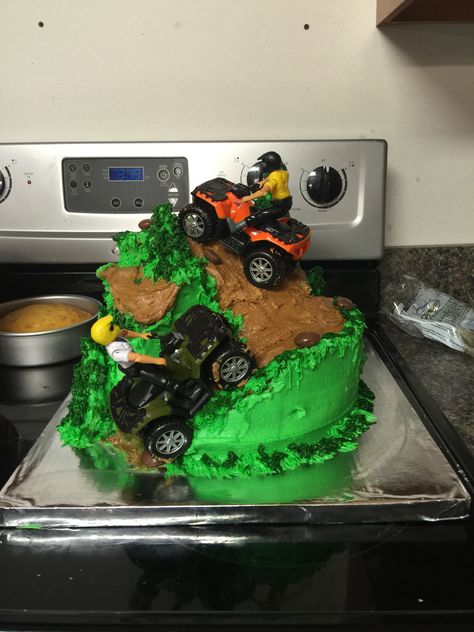 Four Wheeler Cakes For Boys, Four Wheeler Cake, 4 Wheeler Cake, Bike Party, 7th Birthday Cakes, Four Wheeler, Quad Bike, 4 Wheeler, Birthday Board