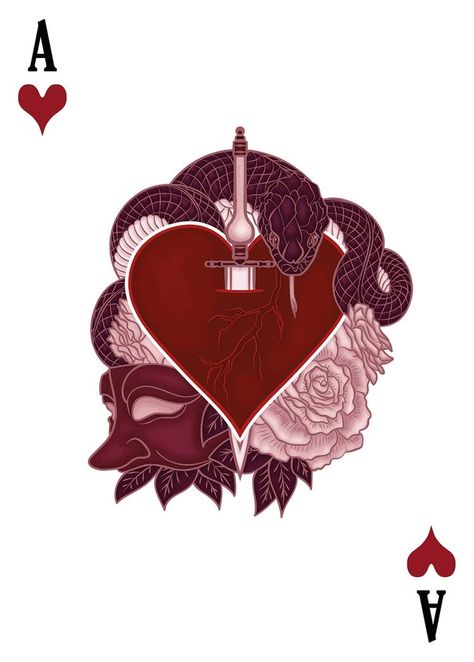 Count Of Monte Cristo, Kartu Remi, Card Tattoo Designs, Hearts Playing Cards, Ace Card, Playing Cards Art, Ace Of Hearts, Playing Cards Design, Monte Cristo