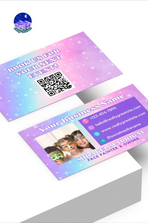 Face Painting Business Names, Face Painting Business Cards, Face Painting Business, Buissness Cards, Painting Business Card, Paint Business, Easy Face Painting Designs, Painter Business Card, Painting Business