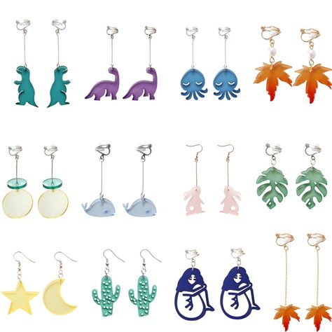 Cheap Clip Earrings, Buy Quality Jewelry & Accessories Directly from China Suppliers:Punk Animal No Ears Hole Dinosaur Earrings Cute Acrylic Leaf Shark Non Pierced Clip On Earrings For Women Grils Club Party Enjoy ✓Free Shipping Worldwide! ✓Limited Time Sale ✓Easy Return. Dinosaur Earrings, Earrings Cute, Club Parties, Club Party, Fashion Jewelry Earrings, Party Shop, Party Packs, Quality Jewelry, Earrings For Women