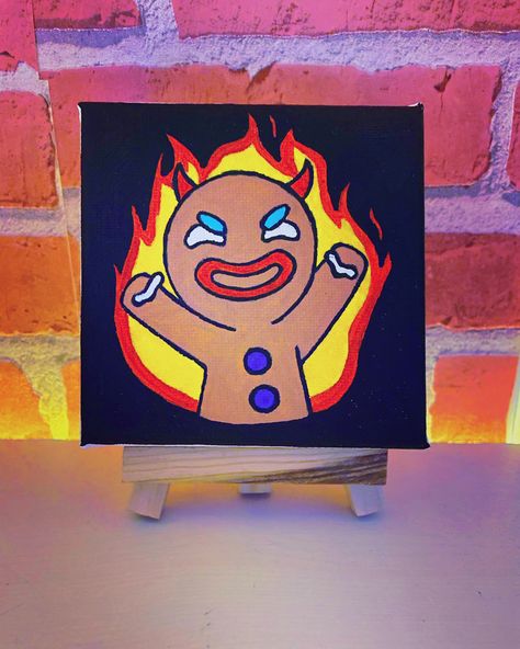 Gingy Shrek Painting, Shrek Painting Ideas, Easy Shrek Painting, Shrek Canvas Painting, Funny Small Paintings, Shrek Crafts, Shrek Painting, Funny Paintings Easy, Funny Painting Idea