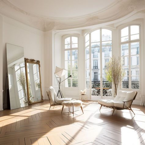 Parisian Home Office, Paris Apartment Aesthetic, Parisienne Apartment, Parisian Style Apartment, Paris Apartment Interiors, European Apartment, Parisian Apartment Decor, Parisian Interior, Blue Accent Walls