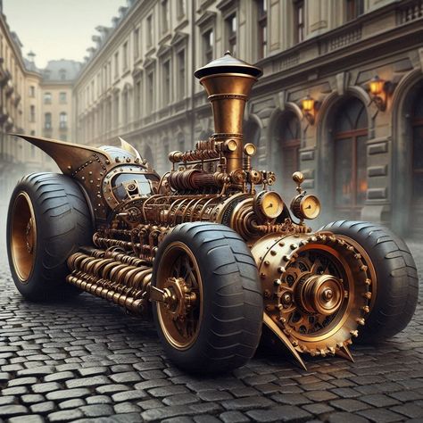 Steampunk Automobile, Steampunk Building, Steampunk Vehicles, Animation Blender, Dieselpunk Vehicles, Steampunk Illustration, Steampunk Vehicle, Concept Vehicles Sci Fi, 3d Product Animation