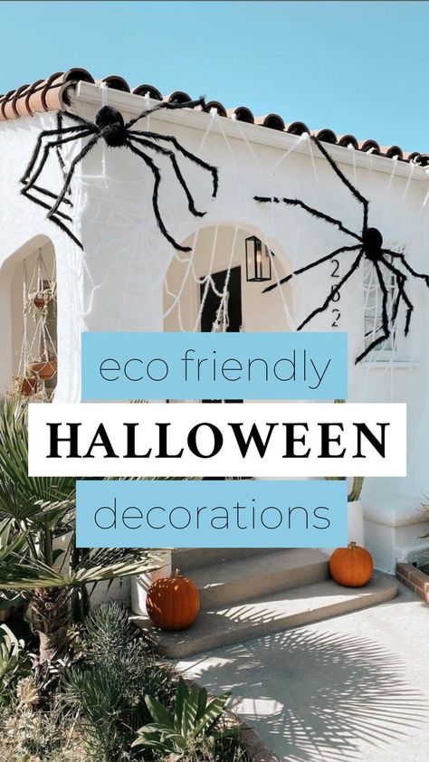 Wow, these eco friendly Hallween decor ideas are so genius! I can't wait for spooky season! Friendly Halloween Decorations, Friendly Halloween Decor, Eco Friendly Halloween, Metallic Party Decor, Halloween Decoration Ideas, Eco Friendly Holiday, Halloween Decor Ideas, Pumpkin Display, Unique Candle Holders