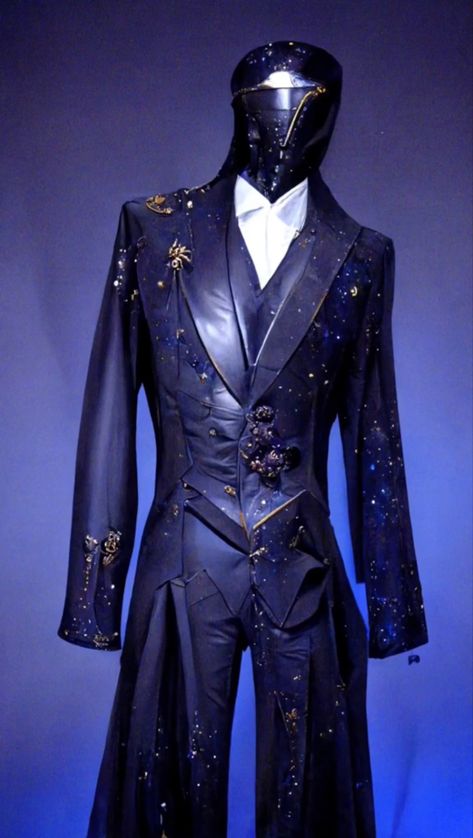 Starry Suit Men, Wizard Suit Design, Mascarade Suit Men, Space Themed Tuxedo, Preformance Outfits Male, Celestial Men Outfit, Mens Ballroom Suit, Space Themed Wedding Suit, Galaxy Suit Mens