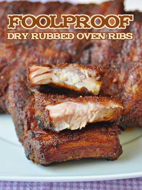 This set it and forget it recipe is perfect for Superbowl game day food. These have a perfectly seasoned dry rub & are very slowly oven roasted to succulent perfection. Oven Ribs, Ribs In Oven, Dry Rub Recipes, Bowl Party Food, Rock Recipes, Rub Recipes, Bbq Ribs, Dry Rub, Rib Recipes