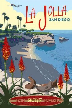 Solve California Beaches jigsaw puzzle online with 70 pieces San Diego Poster, Travel Signs, La Jolla San Diego, San Diego Art, California Camping, Beachy Room, California Poster, Surf Poster, San Diego Travel