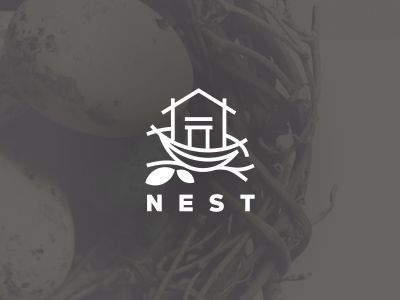 Bird Nest Painting, Nest Logo, Spring Logo, Logo Design Negative Space, Negative Space Logos, Tshirt Printing Design, Nest Design, Hotel Branding, Logo Creation