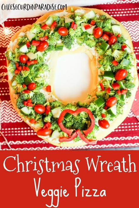 Broccoli Wreath Christmas, Christmas Tree Cold Veggie Pizza, Veggie Pizza Wreath Crescent Rolls, Christmas Wreath Snack, Christmas Vegetable Pizza, Christmas Wreath Fruit Pizza, Holiday Veggie Pizza, Pillsbury Wreath Appetizer, Christmas Recipes Crockpot