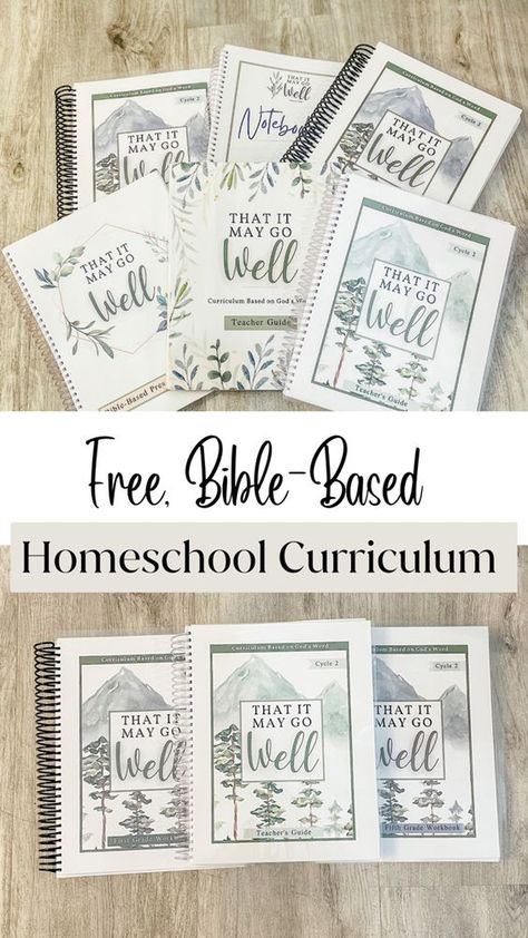 Free Christian Curriculum for PreK-5th grade. Nearly all-in-one, just add math! Family style makes homeschooling multiple children easier! #christianhomeschool #christiancurriculum #homeschool #curriculum #homeschooling Homeschooling Curriculum Free, That It May Go Well Homeschool, Free Christian Homeschool Printables, Free Bible Curriculum For Homeschool, Kindergarten Bible Curriculum, Christian Based Homeschool Curriculum, Free Christian Homeschool Curriculum, How To Homeschool Multiple Grades, Types Of Homeschooling Methods