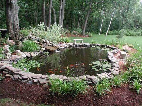 Small Water Ponds For Backyard | 21 Garden Design Ideas, Small Ponds Turning Your Backyard Landscaping ... Pond Garden Ideas, Shed Inspiration, Pond Garden, Outdoor Fountains, Outdoor Ponds, Fountains Backyard, Pond Waterfall, Backyard Water Feature, Pond Landscaping