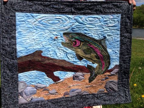 Guy Quilts, Fish Quilt Pattern, Quilted Art, Pictorial Quilts, Landscape Quilting, Wildlife Quilts, Fish Quilt, Landscape Art Quilts, Foundation Paper Piecing Patterns