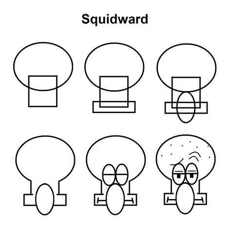 Step-by-step tutorial to draw Squidward from SpongeBob SquarePants Easy Drawings For Beginners Spongebob, Spongebob Painting Tutorial, Spongebob Painting Ideas Easy, How To Draw Squidward, Spongebob Drawings Easy Step By Step, How To Draw Spongebob Step By Step, Squidward Drawing Easy, Sponge Bob Drawing Easy, Easy Spongebob Drawing