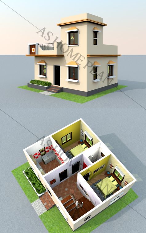 House elevation design with 3d floor plan One Bhk House Design, 20×25 House Plan, Learn Autocad, 20x30 House Plans, 2bhk House Plan, Office Table Design, Building House Plans Designs, Small House Plan, Small House Design Plans