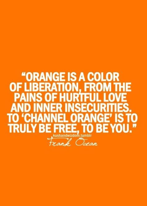 Just a touch of Orange (via Bloglovin.com ) Frank Ocean Quotes, Orange Quotes, Channel Orange, Ocean Quotes, Orange You Glad, Color Meanings, Orange Aesthetic, Orange Is The New, Orange Crush