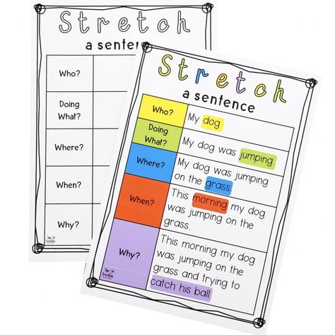 Sentence Stretching, Biography Project Elementary, Stretching Sentences, Sentence Anchor Chart, English Primary School, Qr Code Activities, Online Teaching Resources, Sentence Activities, Teacher Freebies