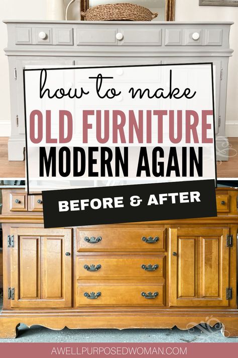 How To Redo Old Furniture, Refinishing Cheap Furniture, How To Redo Bedroom Furniture, Updating Furniture Ideas, Modernising Old Furniture, How To Make Antique Furniture Look Modern, Second Hand Furniture Makeover, Modernize Antique Furniture, Repaint Old Furniture