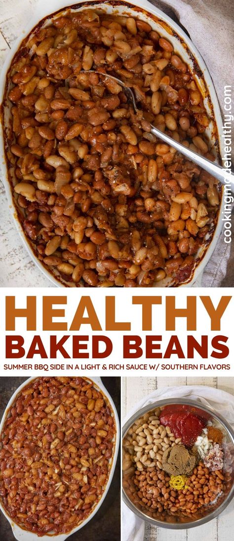 Heart Healthy Baked Beans, Healthy Baked Beans Clean Eating, Healthier Baked Beans, Ww Baked Beans, Low Sodium Baked Beans, Ww Sides For Bbq, Healthy Baked Beans Recipe, Low Carb Baked Beans, Easy Baked Beans Recipe