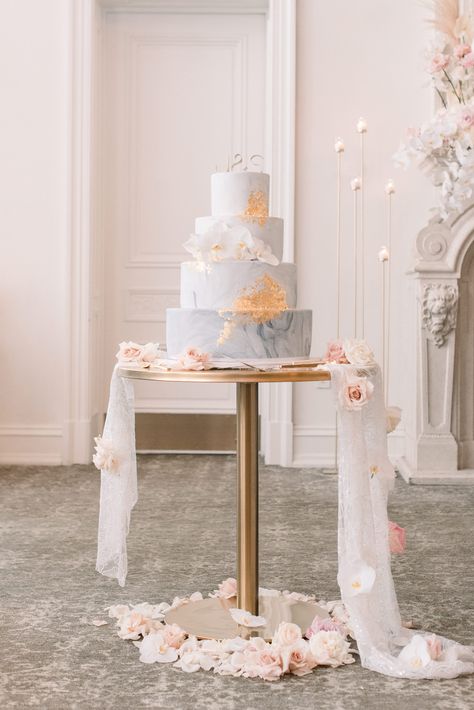 Cake Table Wedding Elegant, Wedding Cake Display Table, Luxury Wedding Cake Design, Wedding Entrees, Wedding Cake Table Decorations, Cake Display Table, Park Chateau, Cake Stand Decor, Amsale Bridesmaid