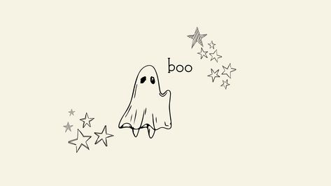 Boo! I love this cute little starry ghost! You can use this for your computer to add a little halloween energy to your fall season :) #fall #halloween #ghost #boo #spooky #cute #stars #star #starry #design #autumn #fallvibes Laptop Wallpaper Hd 1080p Aesthetic Halloween, Cute Ipad Wallpaper Halloween, Cute Ghost Computer Wallpaper, Ghost Laptop Background, Cinamoroll Desktop Wallpaper Hd, Horizontal Wallpaper Halloween, Macbook Desktop Wallpaper Aesthetic Halloween, Cute Backgrounds For Chromebook, Macbook Wallpaper High Quality Halloween