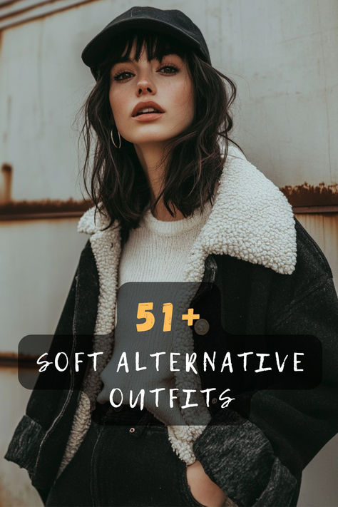 Explore 51 soft alternative outfits that combine comfort with edgy style. Featuring oversized sweaters, layered skirts, and quirky accessories, these looks redefine alternative fashion with a soft touch. Discover how to express individuality through this unique style. Click to explore these fresh ideas! 🌿👗 #SoftAlternativeOutfits #UniqueStyle #OversizedSweaters #LayeredSkirts #QuirkyAccessories Winter Edgy Outfits Street Style, Casual Edgy Outfits Winter, Alternative Winter Fashion, Edgy Comfy Outfits, Edgy Style Aesthetic, Soft Edgy Outfits, Soft Alternative Fashion, Winter Edgy Outfits, Casual Alternative Outfits