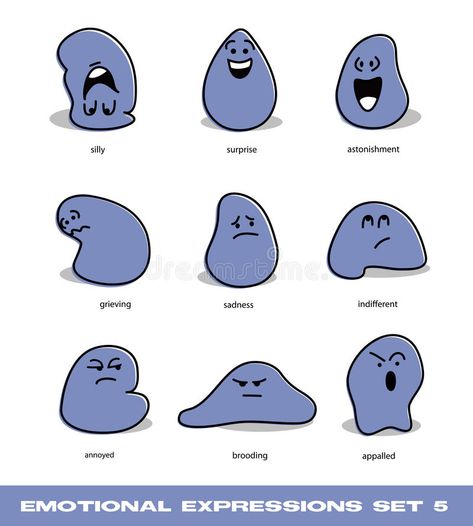 Emotional expressions set 5. Cartoon blob characters with different emotional ex , #Ad, #set, #Emotional, #expressions, #characters, #emotional #ad Expressions Illustration, Doodle Monster, Different Expressions, Doodle Characters, Cartoon Doodle, Simple Character, Modern Graphic Art, Mascot Design, Character Design Animation