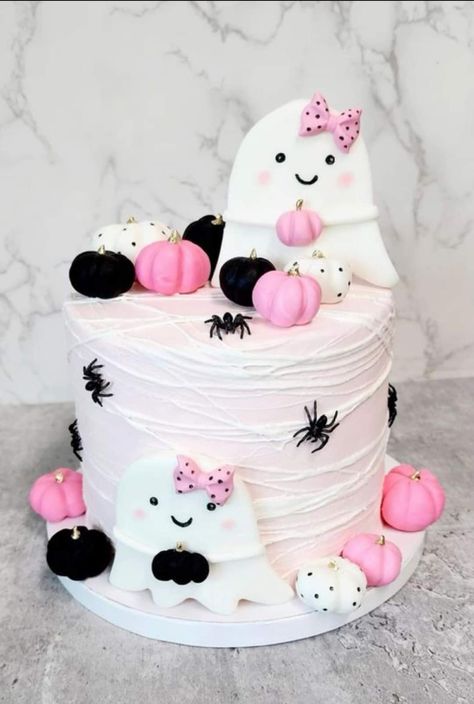 Halloween Smash Cake, Cute Halloween Cakes, Halloween Theme Birthday, 50 Shades Of Pink, Spooky Cake, Halloween First Birthday, October Baby Showers, Halloween 1st Birthdays, Halloween Birthday Cakes