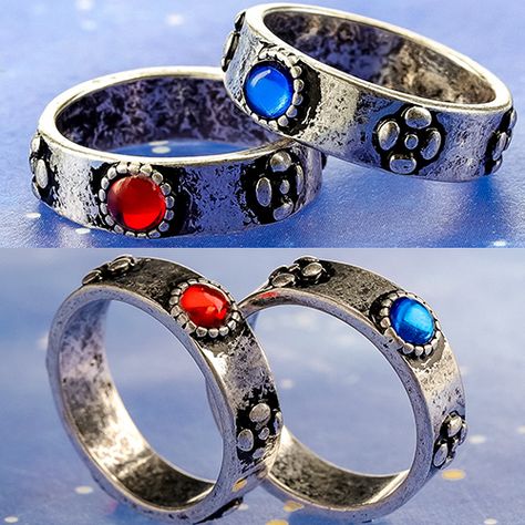 Howl's (red) & Sophie's (blue) Ring Set - Size JAPAN 13 = USA 6 1/2 = UK, Australia M 1/2 = France 52 3/4 (Please RE-CHECK the size based on JAPAN 13, the above size can be wrong) - "Mori no Pomponner" Series (Pomponner in French means doll up) - Howl's Moving Castle - Ghibli 2021 #HowlsMovingCastle #HowlnoUgokuShiro #StudioGhibli #Ghibli #LoveGhibli Howls Moving Castle Wedding Rings, Howl’s Moving Castle Ring, Studio Ghibli Ring, Howl's Moving Castle Jewelry, Howl's Moving Castle Rings, Howl And Sophie Rings, Howls Moving Castle Jewelry, Howls Moving Castle Wedding, Howls Ring