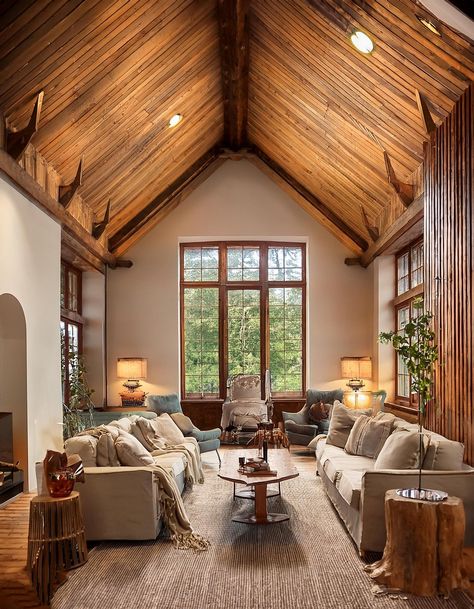 Vaulted Ceiling Living Room Ideas, Vaulted Ceiling Living Room Decor, Ceiling Living Room Ideas, Office Bedroom Ideas, Cathedral Ceiling Living Room, Rustic Beams, Vaulted Ceiling Ideas, Burgundy Living Room, Vaulted Ceiling Living Room