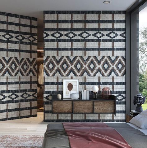 There's a village in Burkina Faso, where women use to decorate all the houses with geometrical patterns, which are inspired either by religion or everyday life. "Tiebelé" is the name of both this picturesque African village and Tecnografica new wallpaper from the Etnico collection. #wallpaper #cartadaparati #design #architecture #interiordesign #designer #homedecor #interiors #wall #madeinitaly #ethnic #etnico #africa #africanculture #culturaafricana #earthtones #coloridellaterra Indigenous Interior Design, African Hotels Interior Design, Luxury African Decor, West African Interior Design, African Style Interior, Ethnic Interior Design, African Wallpaper, African Village, African Interior Design