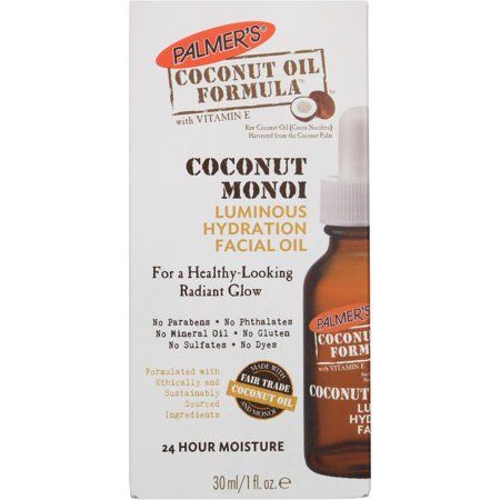 Palmer's Coconut Oil Formula Coconut Oil Luminous Hydration Facial Oil combines Fair Trade extra virgin coconut oil and nine other pure precious oils to deeply boost hydration, replenishing and revitalizing skin to its most naturally dewy, radiant and healthy-looking state. It helps maintain skin's optimal moisture level so skin is balanced and never greasy or over producing oil to compensate for dryness. Size: 1 fl. oz..  Color: Multicolor. Emu Oil Benefits, Coconut Oil Skin Care, Emu Oil, Raw Coconut, Extra Virgin Coconut Oil, Coconut Oil For Skin, Apricot Kernels, Cocoa Seeds, Apricot Kernel Oil