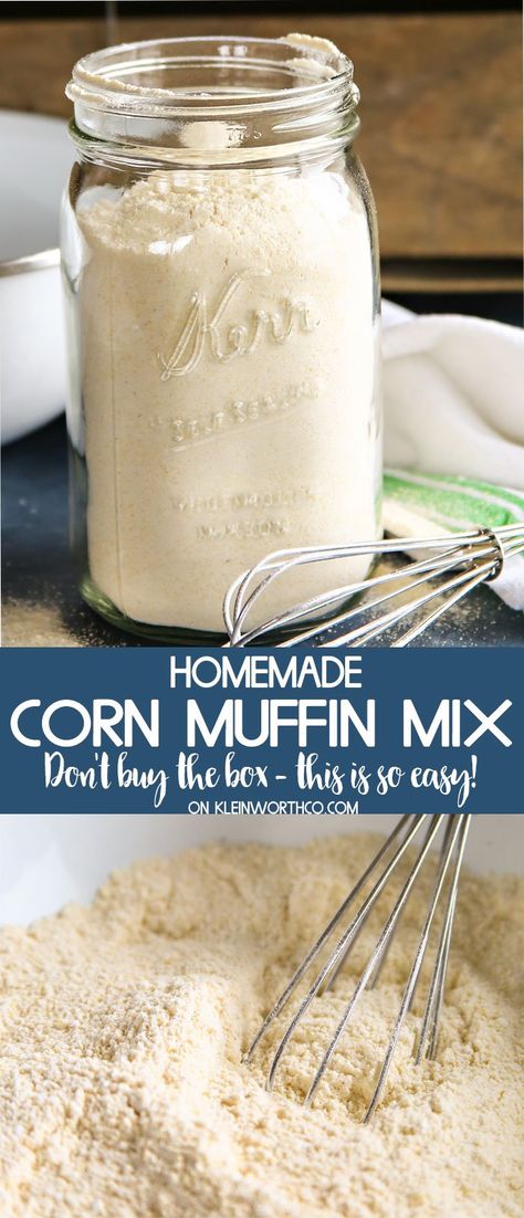 Cornbread Mix In A Jar, Diy Jiffy Cornbread Mix Recipe, Homemade Baking Mix Recipes, Homemade Jiffy Mix Recipe, Corn Muffin Mix Recipes, Homemade Cornbread Muffins, Cornbread Muffins Jiffy, Homemade Corn Muffins, Pantry Mixes