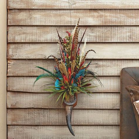 Cow Horns Decor, Western Centerpieces, Horns Decor, Cowboy Decor, Western Crafts, Cowboy Gifts, Cowboy Decorations, Dried Florals, Cow Horns