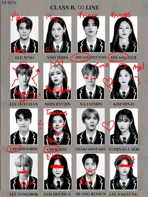 Kpop Idols School Id Picture, Kpop Introduction Template, School Yearbook Kpop, Yearbook Signing Ideas, Kpop Yearbook, Template Yearbook, Yearbook Club, Class Picture, Yearbook Template