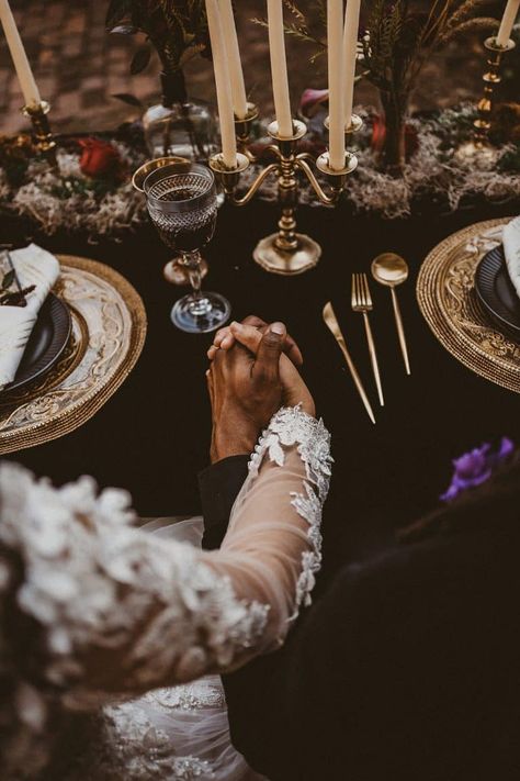 Gothic Wedding Table Settings, Moody Wedding Aesthetic, Moody Wedding Ideas, Dark Academia Wedding, Dark Moody Wedding, Moody Wedding Photography, Alt Wedding, Richmond Virginia Wedding, Virginia Wedding Venues