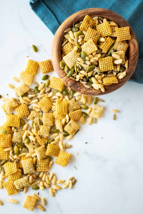 Healthy Chex Mix - Being Nutritious Low Salt Chex Mix Recipe, Chex Cereal Recipes Healthy, Low Sodium Chex Mix Recipe, Healthy Chex Mix Recipes Low Calories, Chex Mix With Karo Syrup, Low Salt Snacks, Healthy Chex Mix, Chec Mix Recipe Snacks Chex Cereal, Cereal Mixes