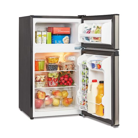 Free Shipping. Shop Cuisinart ® 3. 1 Cu. Ft. Compact Refrigerator with Freezer. Compact and classic in stainless steel, this modern mini fridge brings snacks and sustenance to dorm rooms, workshops, garages, studios and other small spaces. Small Refrigerator Ideas, Mini Fridge In Bedroom Aesthetic, Mini Fridge In Bedroom, Wine And Beer Fridge, Refrigerator Ideas, Small Fridge, Bamboo Flatware, Tiered Fruit Basket, Red Dinnerware