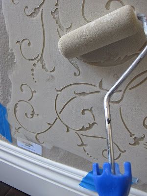 Easy way to stencil a wall Wall Paint Stamp, How To Stencil A Wall, Paint A Wall, Damask Wall Stencils, Large Wall Stencil, Stenciling, Stencils Wall, Wall Treatments, Wall Paint