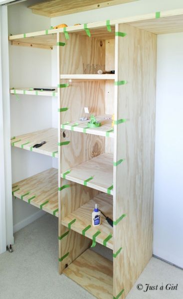 How Builder Moms Get Organized: 5 DIY Shelving Solutions for Every Room in Your House - Top Shelf DIY Diy Kast, Closet Organization Cheap, Small Closet Organization Bedroom, Master Closet Organization, Closet Small Bedroom, Bedroom Closet Storage, Organization Closet, Diy Wardrobe, Closet Layout