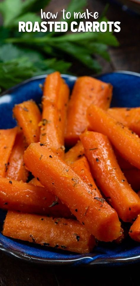 Learn how to Roast Carrots in this easy recipe! Use regular or baby carrots tossed with seasoning to make roasted carrots as a side dish vegetable for dinner! Carrots Dessert, How To Roast Carrots, Side Dish Vegetable, Fridge Tips, Cooked Baby Carrots, Cream Deserts, Fridge Containers, Organization Fridge, Easy Dinner Side Dishes