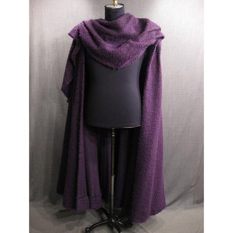 Costumes/Capes/Medieval Renaissance Capes/09013705 Cape with cowl,... ❤ liked on Polyvore featuring medieval, cloaks, all clothes, cape and historical Renfaire Outfit, Purple Cloak, Titus Andronicus, Fabric Illustration, Larp Ideas, Scarf Cape, Purple Cape, Fantasy Items, Wool Cape Coat