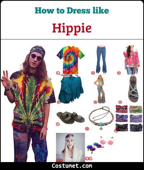 The Hippie Costume for Cosplay & Halloween 2021 Homemade Hippie Costume Diy, Hippie Outfits Costume, Hippie Dress Up Day, Hippy Costume Ideas, Hippie Diy Costume, Hippie Costume Ideas Diy, Hippie Outfits 70s Costume, Easy Hippie Outfits, Diy Hippie Costume For Women