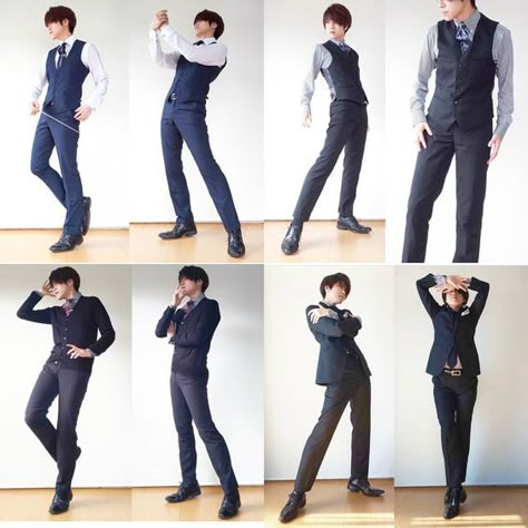 Pulling On Suspenders Pose, Hands In Suit Pockets Pose, Manga Reference Poses Male, Guy Reference Poses Photo, Standing Idle Poses Reference, Holding Coat Over Shoulder Pose, Pose Reference Photo Male Action, Pushing Glasses Up Reference, Pose Ideas Drawing Male