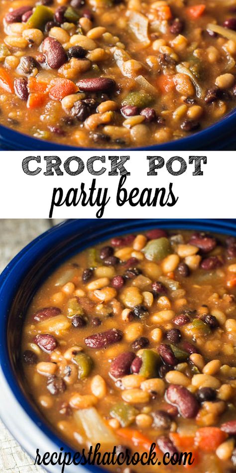 5 Bean Casserole Crock Pot, Slow Cooker Garbanzo Bean Recipes, Best Bean Recipes Crock Pot, Jacobs Cattle Bean Recipes, Mixed Beans In Crockpot, Pot Of Beans Recipe, Multi Bean Chili Recipe, Bean Mix Recipe, Fancy Baked Beans