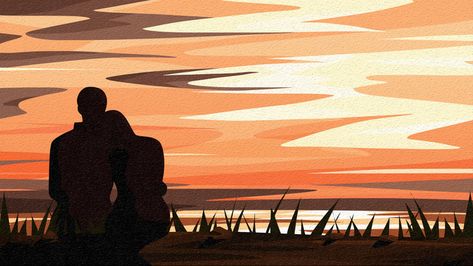 riverside,river,embankment,sunset,evening,warm,happy,back view sky and landscape,couple silhouette,rely,grassland Croquis, Couple Silhouette Art Love, Couple Sunset Painting, Couple Silhouette Painting, Constellations Poster, Couple Landscape, Cottage Fairytale, Aesthetic Grunge Tumblr, Couple Sketch