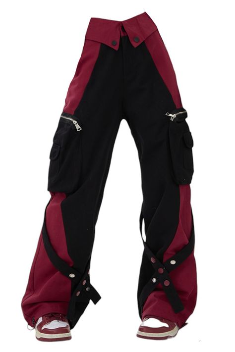 Black & Red Grunge Cargo Pants, red and black wide pants, cargo trousers png, boogzel Cargo Pants Reference, Red Vigilante Outfit, Clothes For Ocs, Red And Black Clothes Aesthetic, Orange And Black Clothes, Red Clothes Png, Black And Red Streetwear, Red Clothing Aesthetic, Illumi Outfit