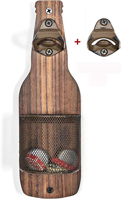 Amazon.com: SODUKU Vintage Wooden Wall Mounted Bottle Opener with Cap Catcher for Beer Lovers: Home & Kitchen Bottle Opener Diy, Bottle Opener Design, Wooden Bottle Opener, Wood Bottles, Mounted Bottle Opener, Wall Mounted Bottle Opener, Beer Opener, Beer Bottle Opener, Beginner Woodworking Projects